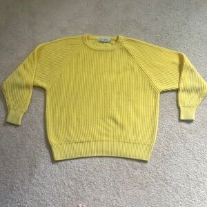 vintage crew neck chunky acrylic yellow ribbed classic sweater